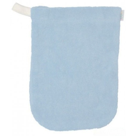 Gant de toilette Bleu Tissu éponge tricoté GOTS