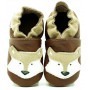 Chaussons cuir souple Loup Marron