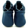 Chaussons cuir souple Bleu Marin