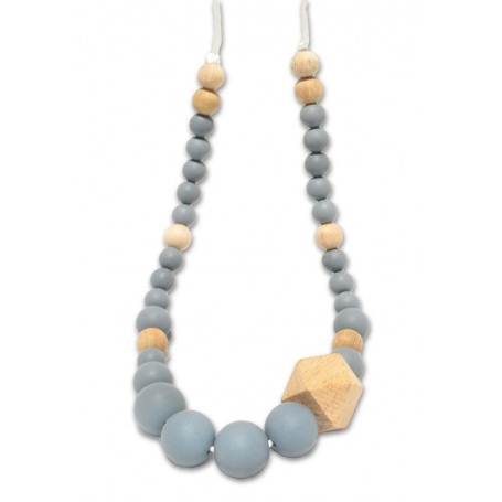 Collier d'allaitement - Silicone Gris et Bois