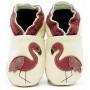 Chaussons cuir souple Flamant Rose