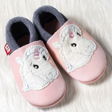 triceratops chaussons enfant, cuir souple écologique, orangenkinder