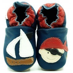 Chaussons cuir souple Pirate Bleu