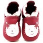 Chaussons cuir souple Chat Rose
