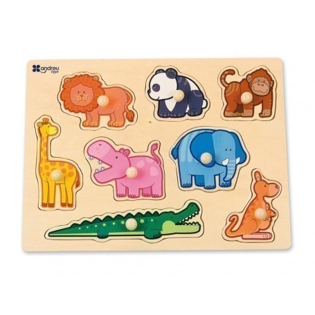 Puzzle éducatif en bois à bouton – animaux de la jungle – Magasin