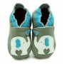 Chaussons cuir souple Elephant bleu