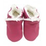 Chaussons cuir souple fourrés Hiver Rose