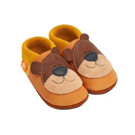 Mouton sheep, chaussons enfant, cuir souple écologique, orangenkinder