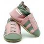 Chaussons cuir souple Basket rose