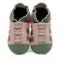Chaussons cuir souple Basket rose