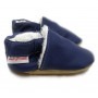 Chaussons cuir souple fourrés Hiver Bleu