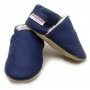 Chaussons cuir souple fourrés Hiver Bleu