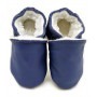 Chaussons cuir souple fourrés Hiver Bleu