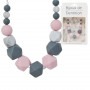 Collier d'allaitement ou de portage en silicone - rose gris Marbre