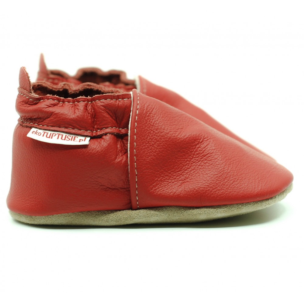 Chaussons cuir souple Rouge