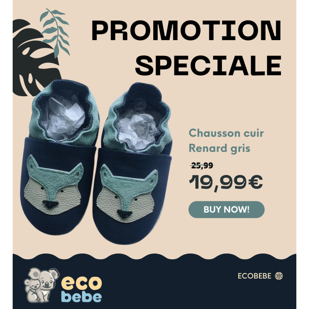 Chaussons en cuir souple pour bébé Gaspard le Renard