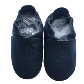 Chausson cuir souple creme pour adulte - chaussons enfant