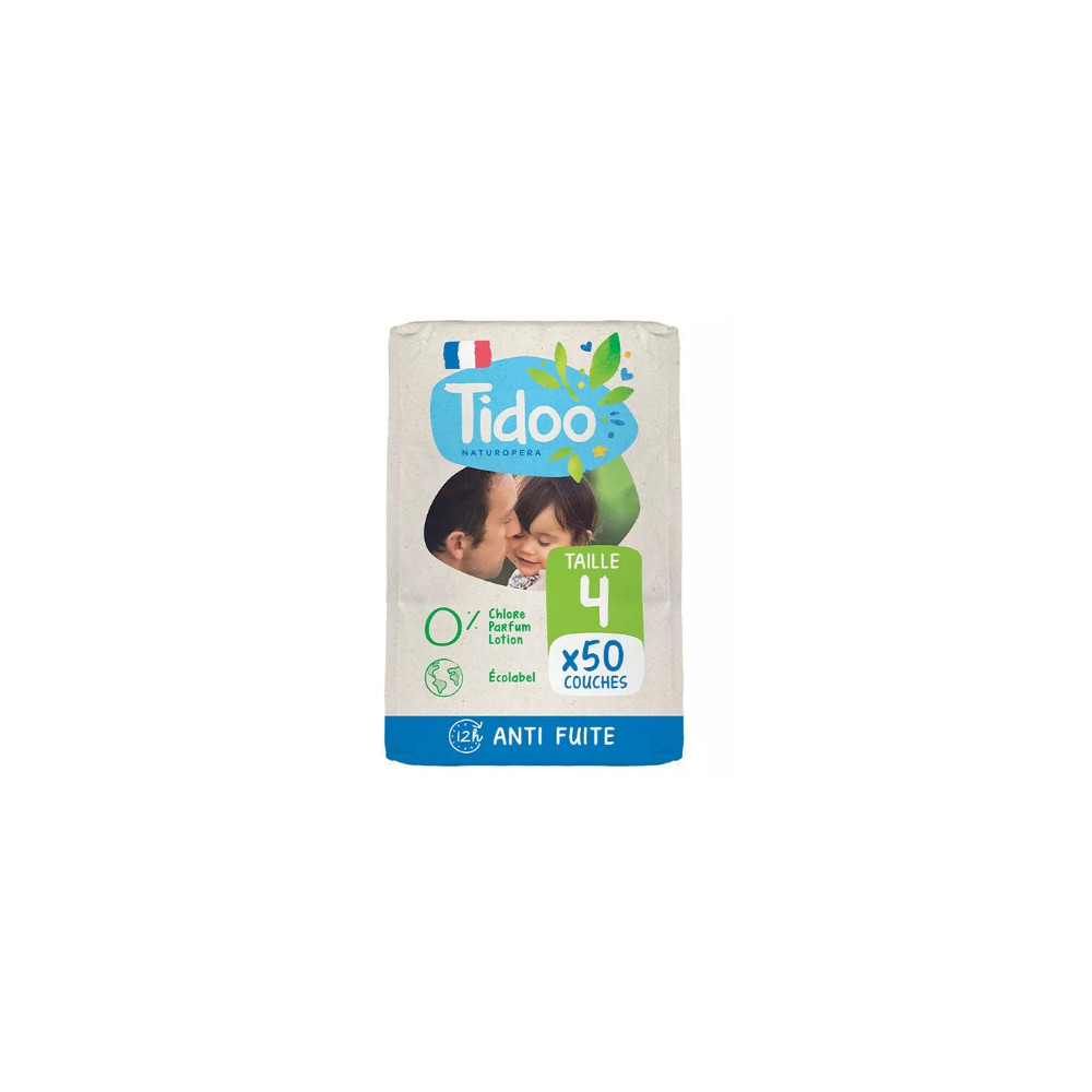 Couches écologiques - Taille 4 - 7/18 kg - Pack de 50, Tidoo