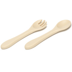 Ensemble fourchette et cuillère en silicone - Sable