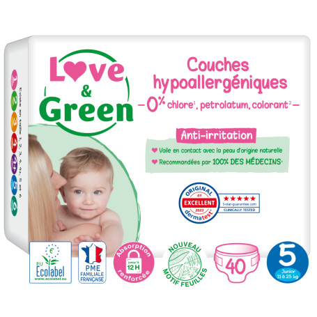 Couches hypoallergéniques et écologiques T5 - Love & Green