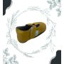 Chaussons bébé cuir souple moutarde semelles antidérapantes pour filles ou garçons