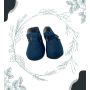 Chaussons bébé cuir souple bleu marine semelles antidérapantes pour filles ou garçons