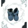 Chaussons bébé cuir souple gris clair semelles antidérapantes pour filles ou garçons