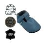 Chaussons bébé cuir souple gris clair semelles antidérapantes pour filles ou garçons