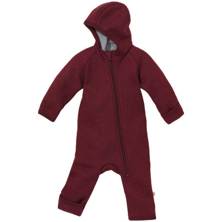 Salopette zippée bébé en laine mérinos bio – Disana - Couleur cassis