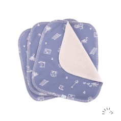 Lot de 3 lingettes nettoyantes lavables coton bio - Popolini - Motif Ferme