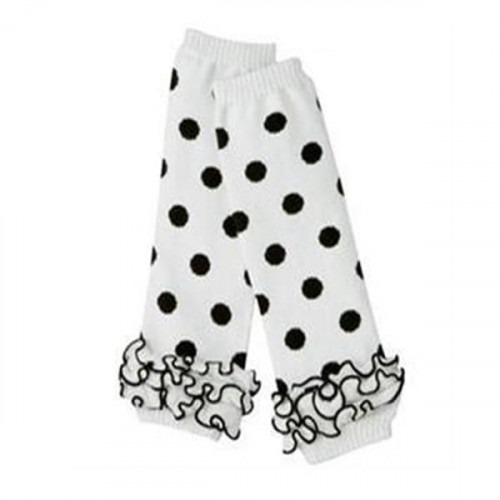 Jambières FrouFrou blanc pois noir Jambières FrouFrou blanc pois noir