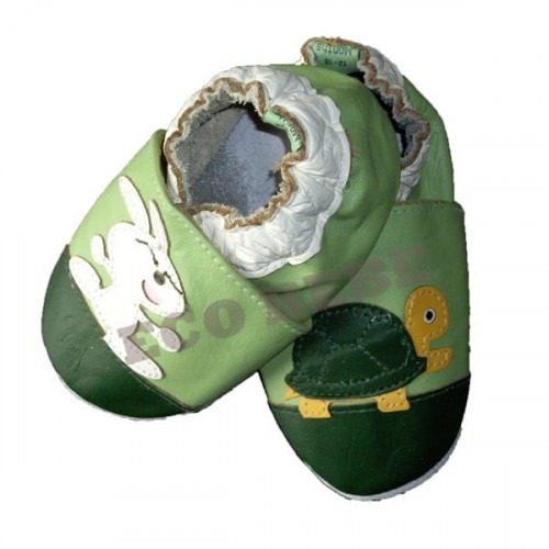 Chaussons cuir souple lapin / tortue Chaussons cuir souple lapin / tortue
