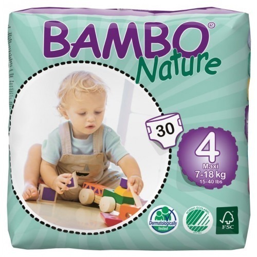 Couches Bambo Nature - Couches Écologiques, T4 / 7-18 kg / 30 couches Couches Bambo Nature - Couches Écologiques, T4 / 7-18 kg / 30 couches