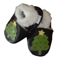 chausson en cuir fourré bébé