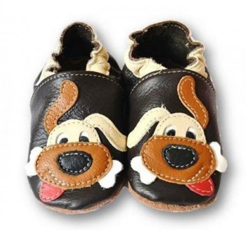Chaussons cuir souple Brown dog Chaussons cuir souple Brown dog