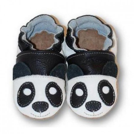 Chaussons cuir souple Panda