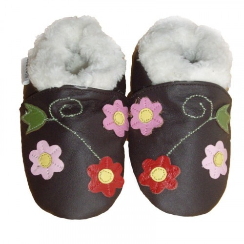 Chaussons cuir souple Fourrés Fleurs Chaussons cuir souple Fourrés Fleurs