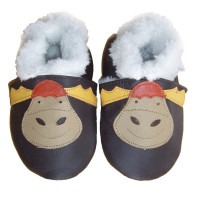 chausson cuir bébé fourré