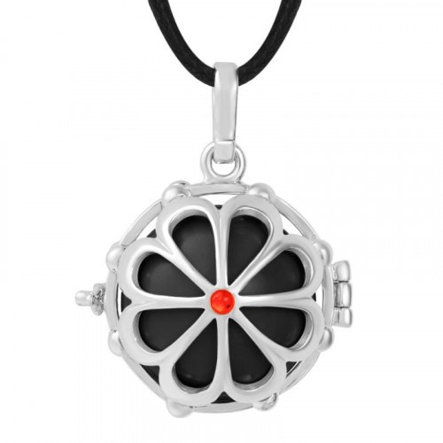 Bola noir cage argent marguerite Bola noir cage argent marguerite