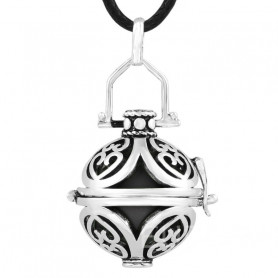 Bola noir cage argent spirale