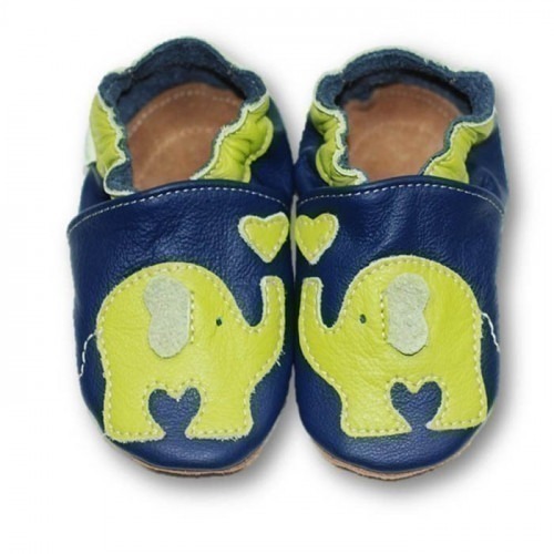 Chaussons cuir souple Eléphant Vert Chaussons cuir souple Eléphant Vert