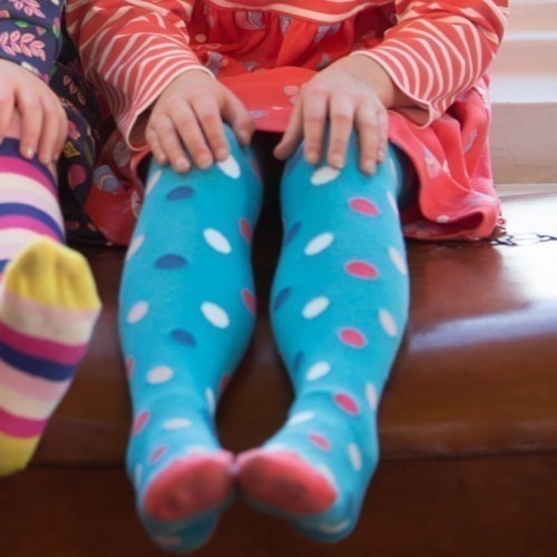 Collant Piccalilly coton bio Peacock Blue Polka Collant Piccalilly coton bio Peacock Blue Polka