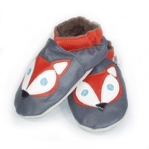 Chaussons cuir souple tête de loup Chaussons cuir souple tête de loup