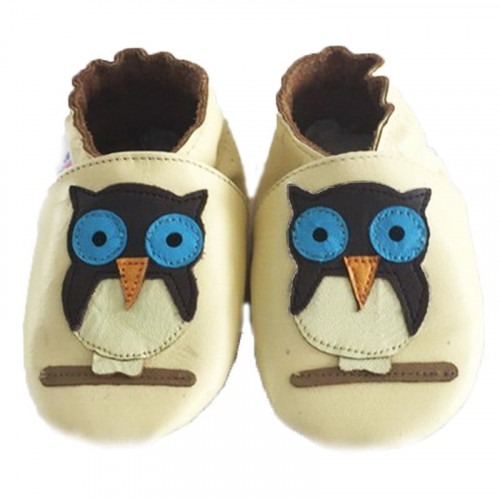 Chaussons cuir souple hibou Chaussons cuir souple hibou