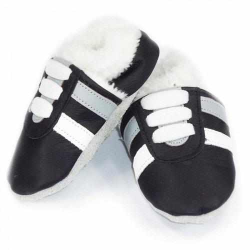 Chaussons cuir souple Fourrés basket noir Chaussons cuir souple Fourrés basket noir