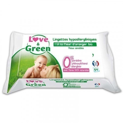 Paquet de 64 lingettes Love and green Paquet de 64 lingettes Love and green