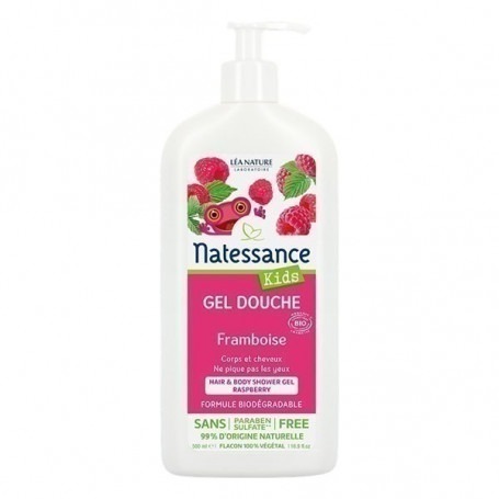 Schampooing douche Natessance parfum framboise BIO