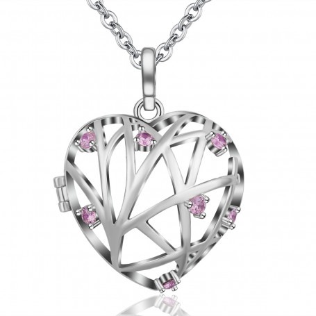 Bola Cage Coeur Strass rose