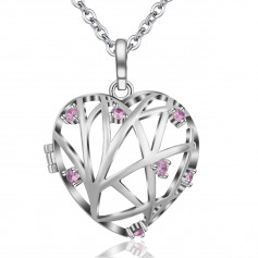 Bola Cage Coeur Strass rose