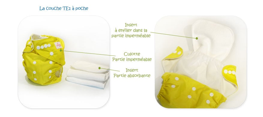 Couche lavable TE1 à poche